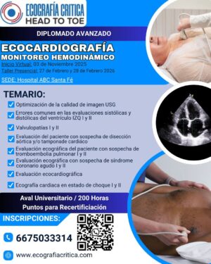 Diplomado Avanzado en Ecocardiografía y monitoreo hemodinámico (Noviembre 2025- sede CDMX)